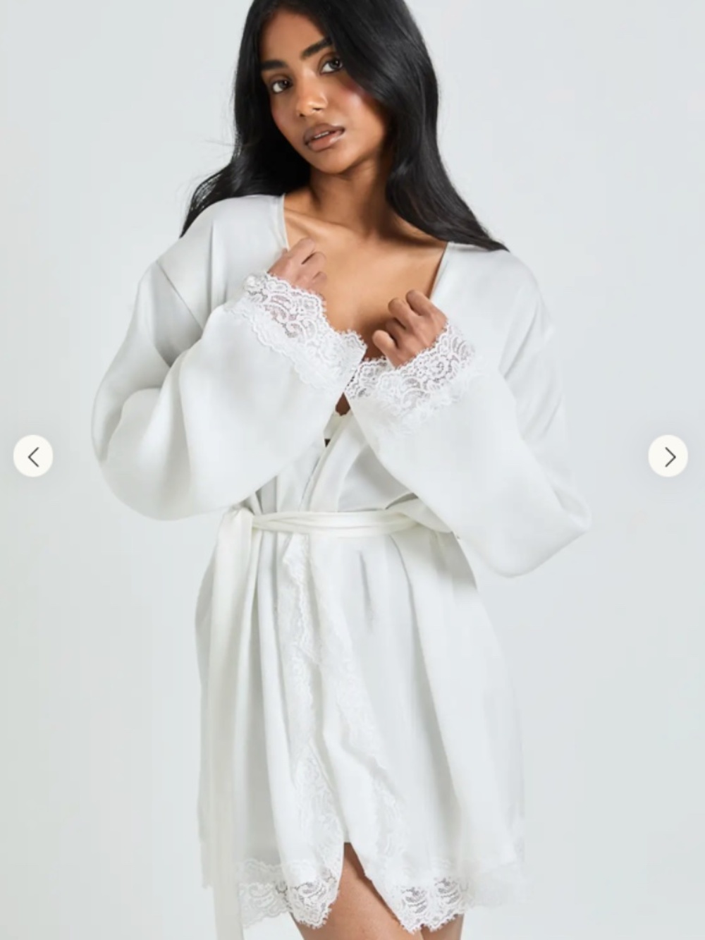 Boohoo | Bridal Lace Detail Satin Mini Robe - SMALL/SIZE 4 (NWT)
